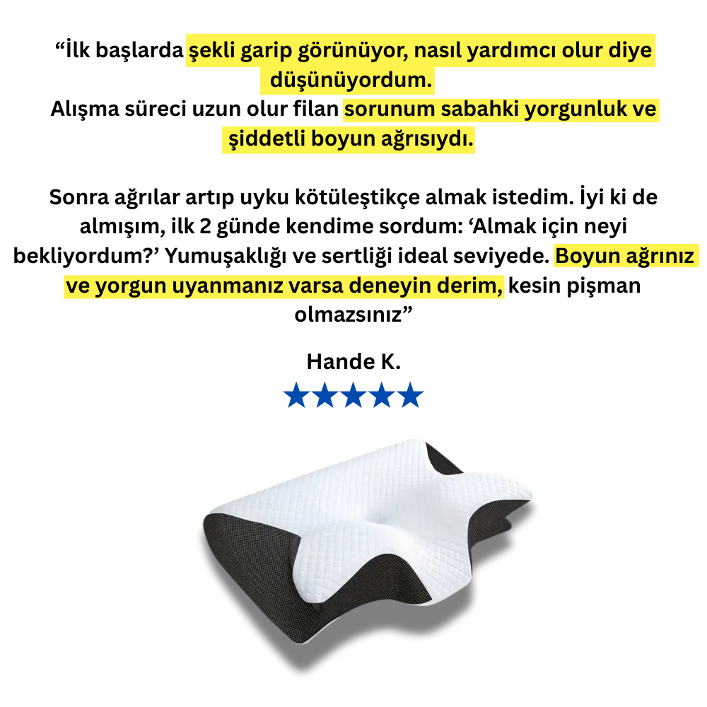 Ortopedik Rahat Uyku Yastığı | Baş ve Boyun Ağrısız sabahlar için